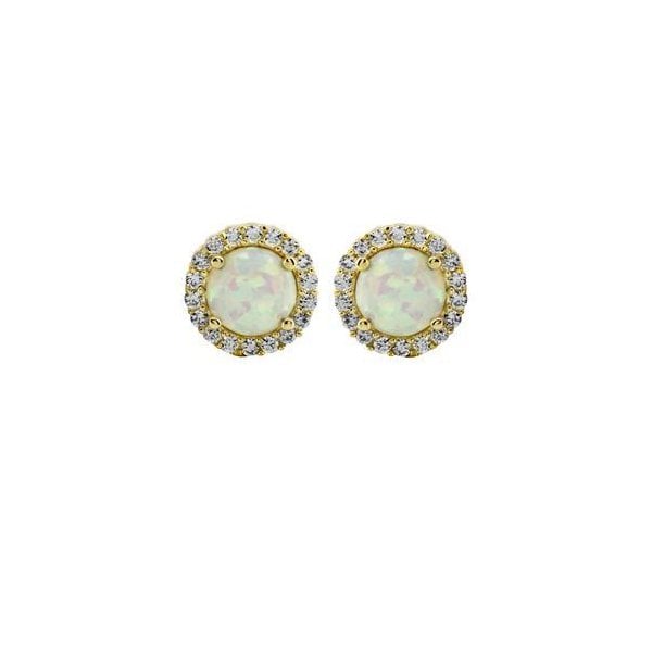 9ct C.Opal Round Stud with CZ surround