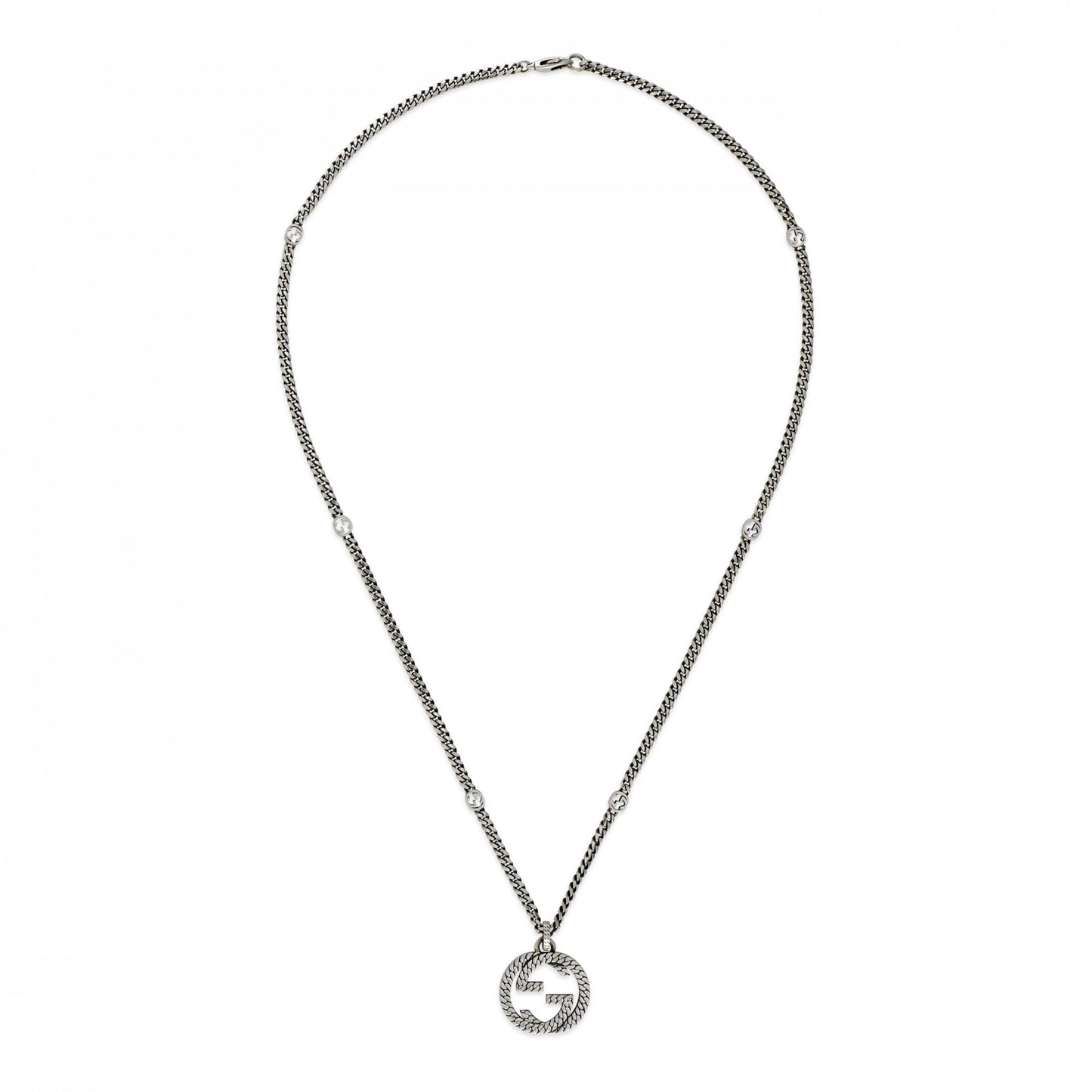 Gucci Interlocking Silver Pendant Necklace - 50CM