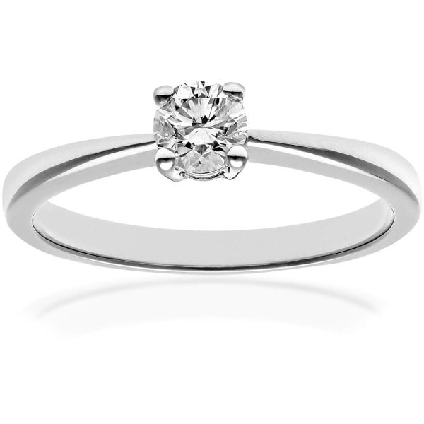 0.33ct Diamond, 18k White Gold Ring - SIZE L
