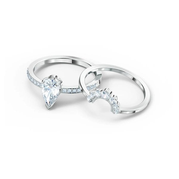 Attract ring Set (2), Pear cut crystal
