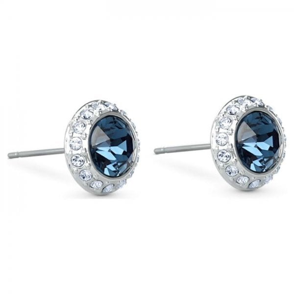 Angelic Blue Crystal Round Stud Earrings