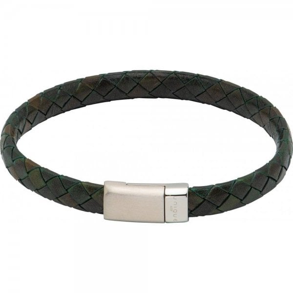 Dark Green Leather Bracelet 21cm