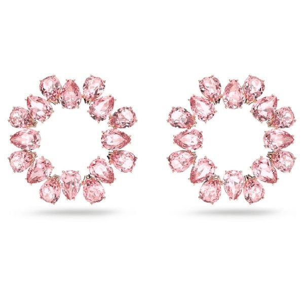 Millenia hoop earrings Pear cut crystals, Pink