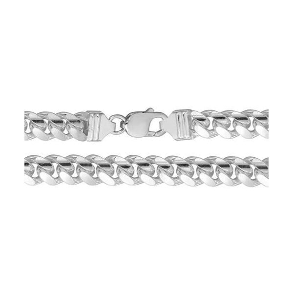 SILVER CURB CUBAN CHAIN 8"