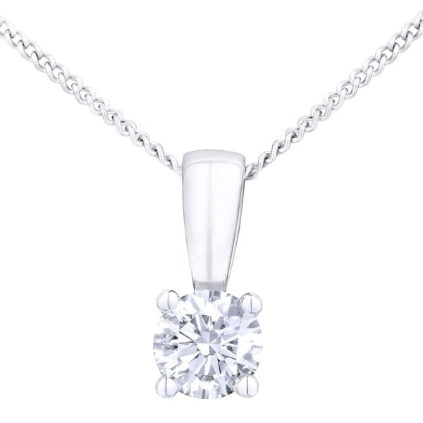 Claw Set Solitaire Pendant - 18k White Gold
