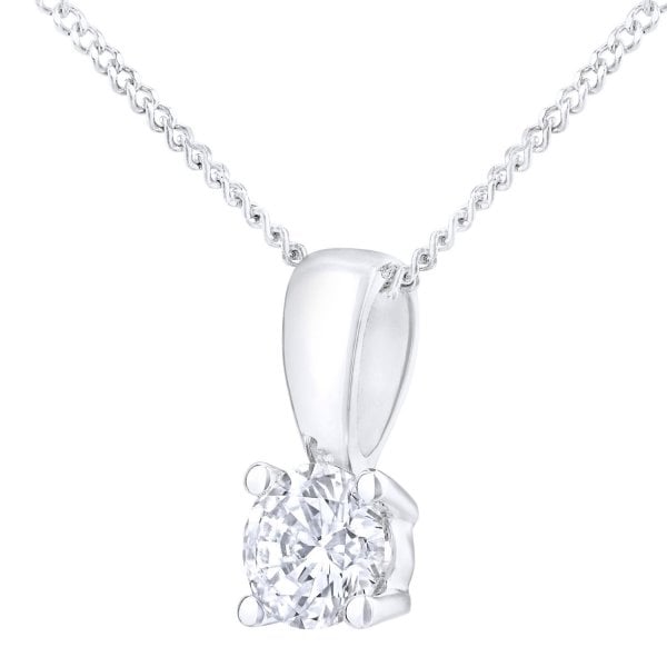 Claw Set Solitaire Pendant - 18k White Gold