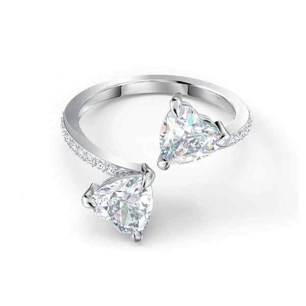 Attract Soul ring Heart, White, Rhodium plated S52
