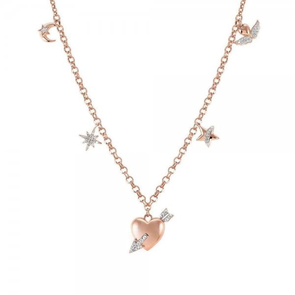 Sweetrock Rose Gold & CZ Mixed Charms Necklace