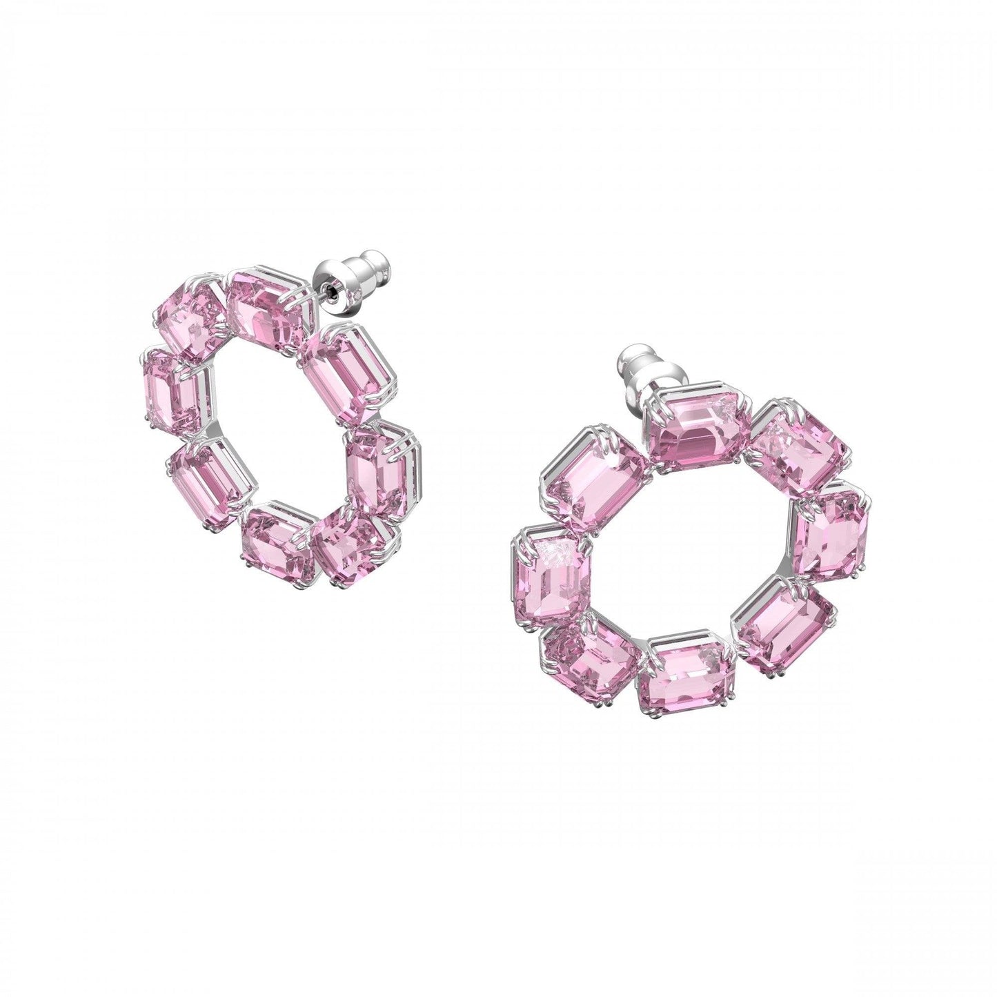 Millenia Pink Crystal Circle Stud Earrings