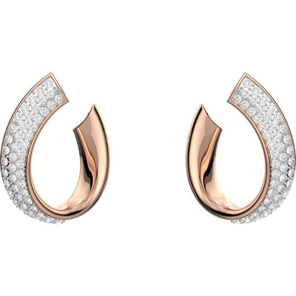 Exist hoop earrings, Small, White, Gold-tone