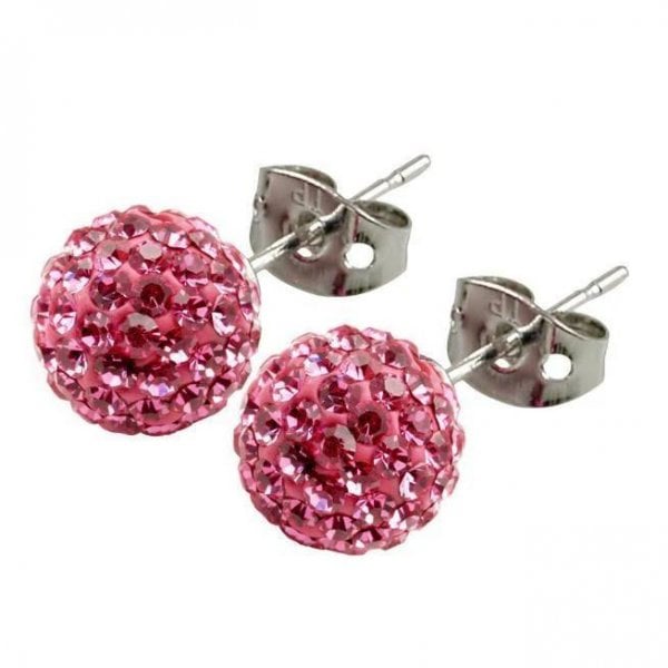8mm Pink Titanium Earrings