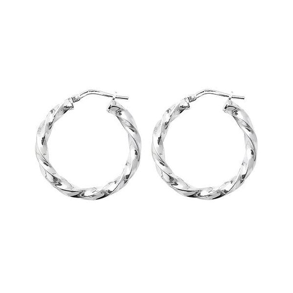 Silver 20mm Twisted Hoop Earrings