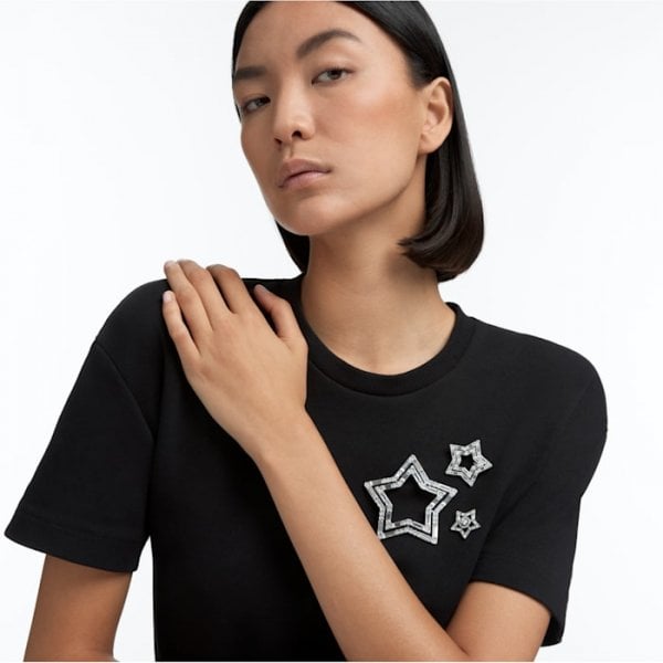 Stella brooch, Set (3), Star, White Rhodium plated