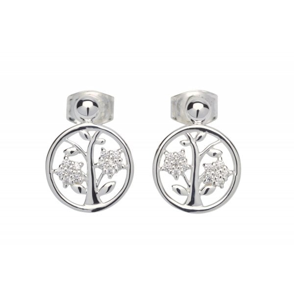 Ladies Sterling Silver Stud Earrings w/ CZ