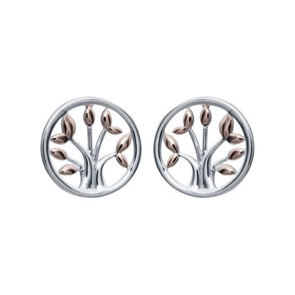 Sterling Silver Stud Earrings w/ Rose Gold Plating