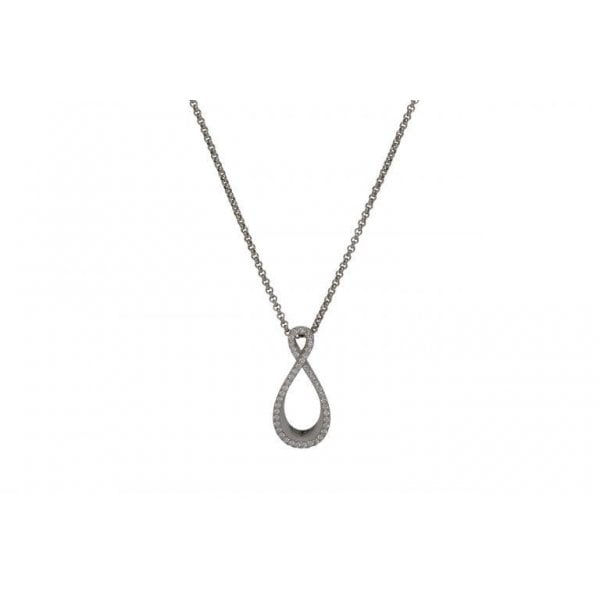 Silver Pendant & Chain - Rhodium Plating & CZ