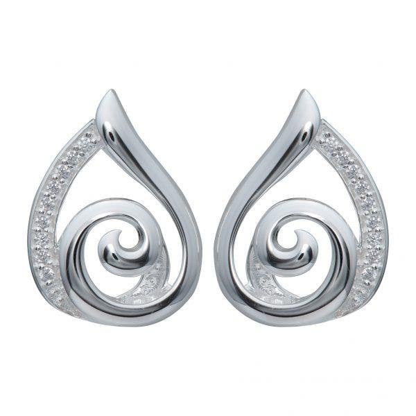 Sterling Silver Drop Earrings w/ CZ