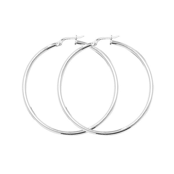SILVER 40MM PLAIN HOOP EARRINGS
