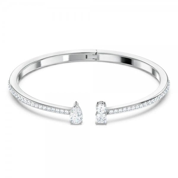 Attract cuff, White, Rhodium plated