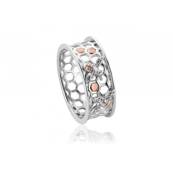 Honey Bee Honeycomb Ring - size P