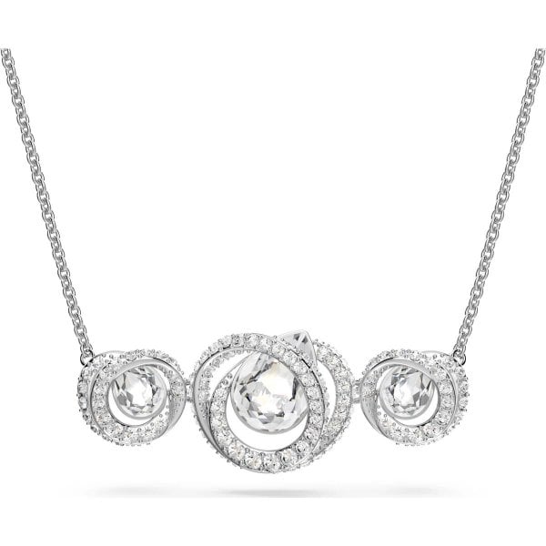 Generation necklace, White, Rhodium plated