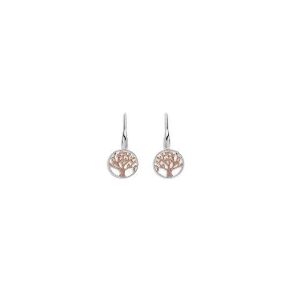 Silver Drop Earrings w/ Rose Gold Plating