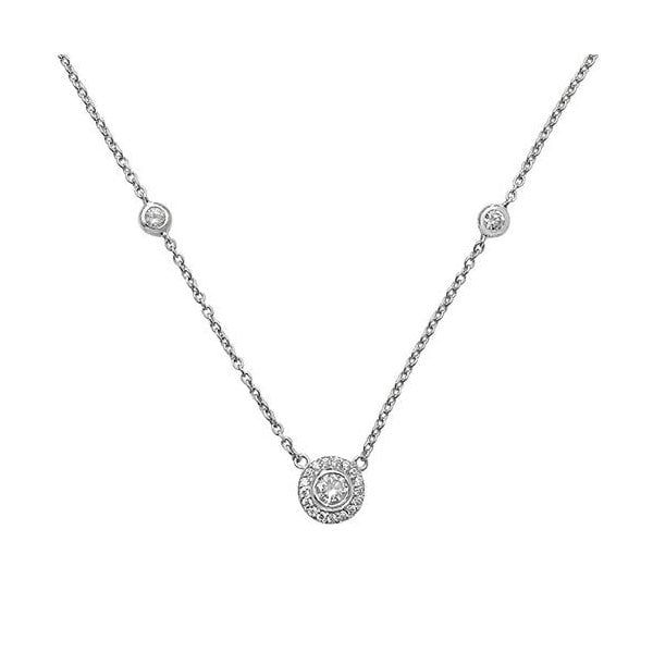 SILVER LADIES' RHODIUM PLATED CZ SET NECKLET