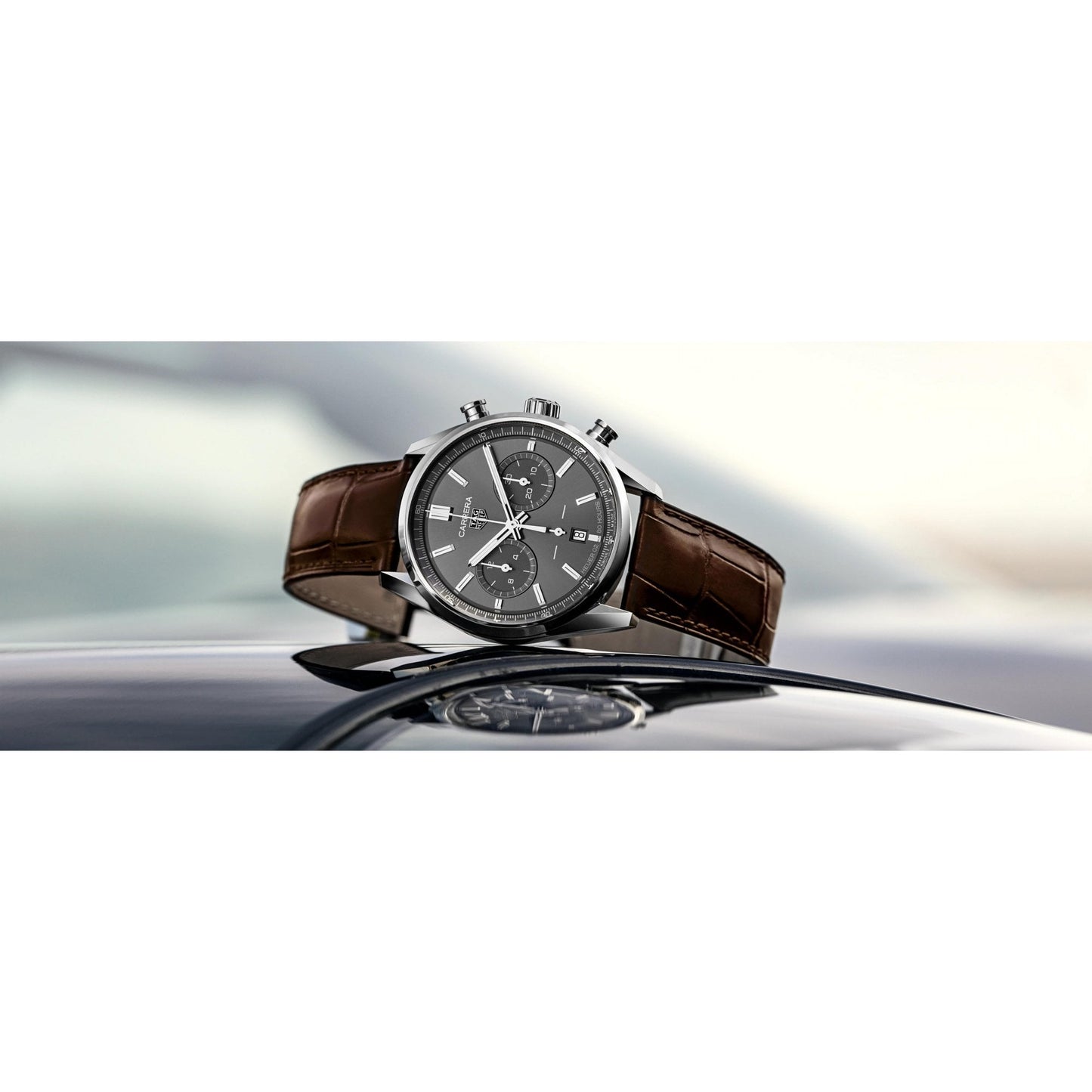 Carrera Chronograph Brown Leather Strap Mens Watch