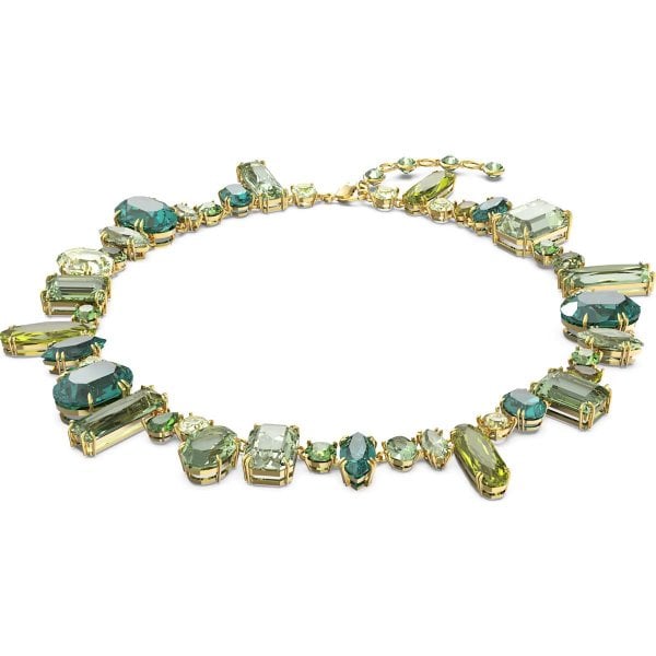 Gema necklace, Green, Gold-tone plated