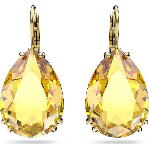 Millenia earrings, Pear cut crystal, Yellow