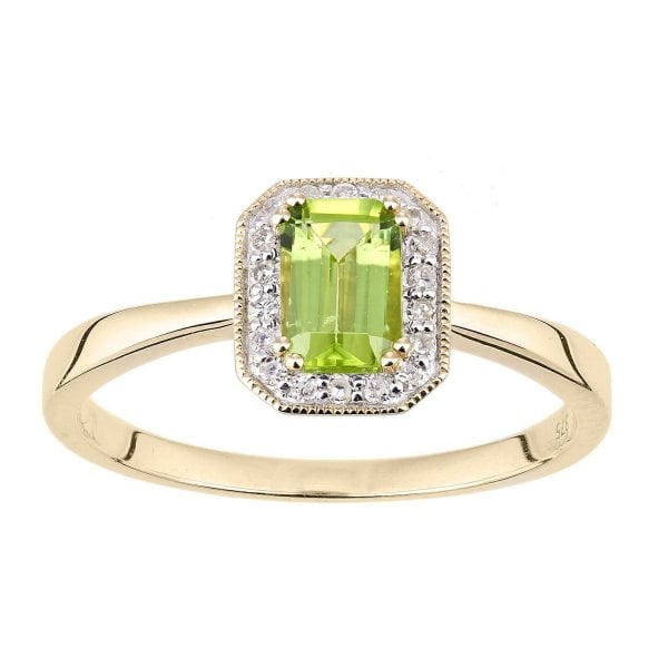 Diamond 0.08ct, Peridot Ring