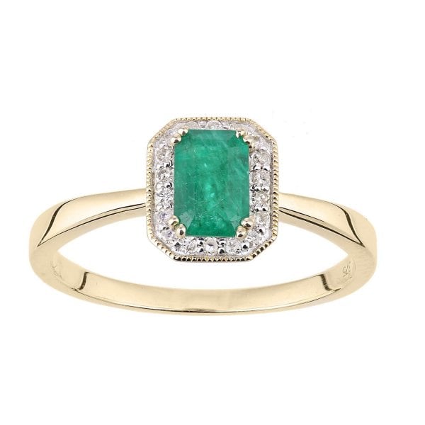 0.08ct Diamond, Emerald Ring