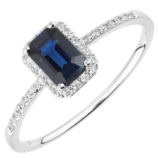 0.10ct Diamond, Sapphire, 18ct White Gold Ring