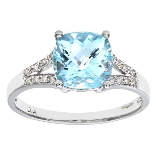 0.07ct Diamond, Blue Topaz Ring