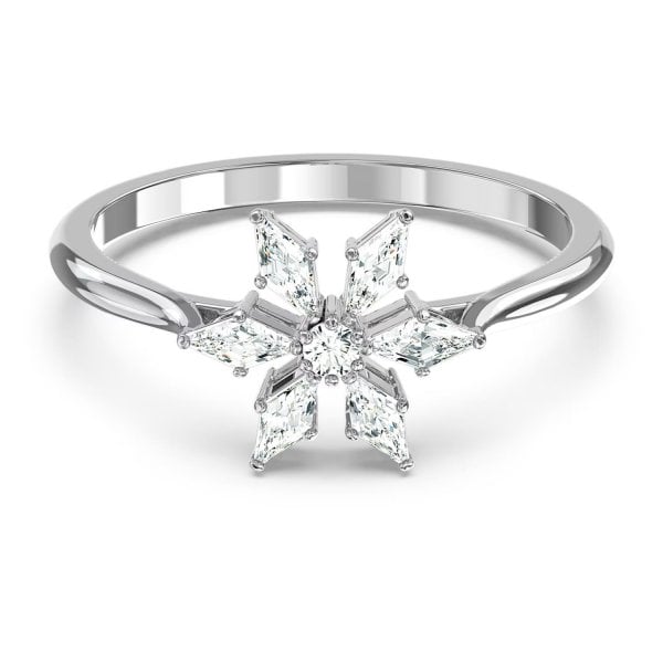 Magic ring Snowflake, White, Rhodium plated S55