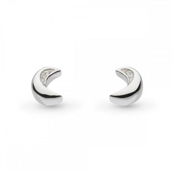 Miniature Sparkle Zirconia Mini Moon Earrings