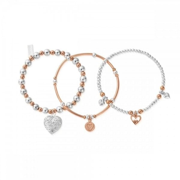 Rose Gold & Silver Compassion Set Of 3 Love