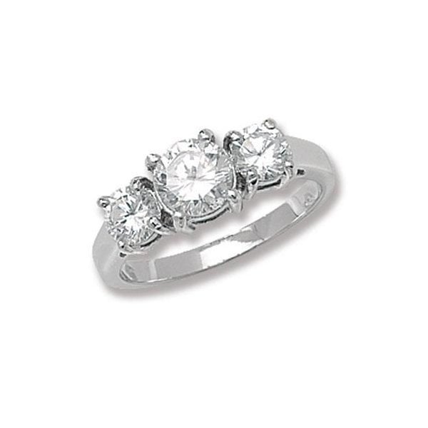 SILVER LADIES' CZ RING - SIZE M
