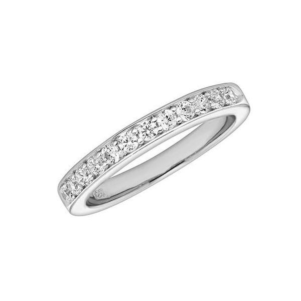 SILVER LADIES CZ RING - SIZE L