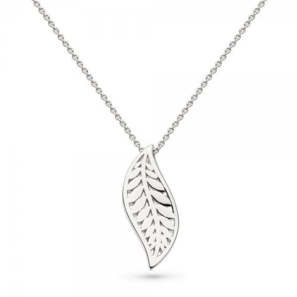 Blossom Eden Rhodium Plate Leaf 18" Necklace