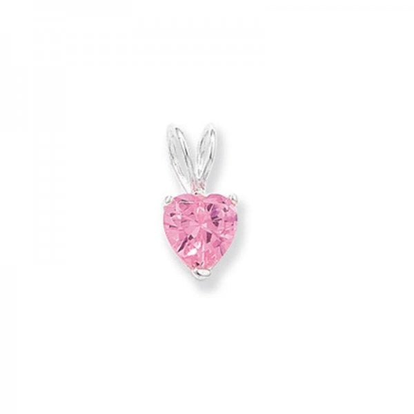 Pink CZ Heart Pendant 6x6
