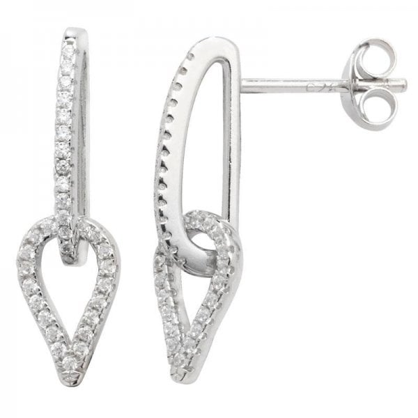 Silver CZ Drop Earrings