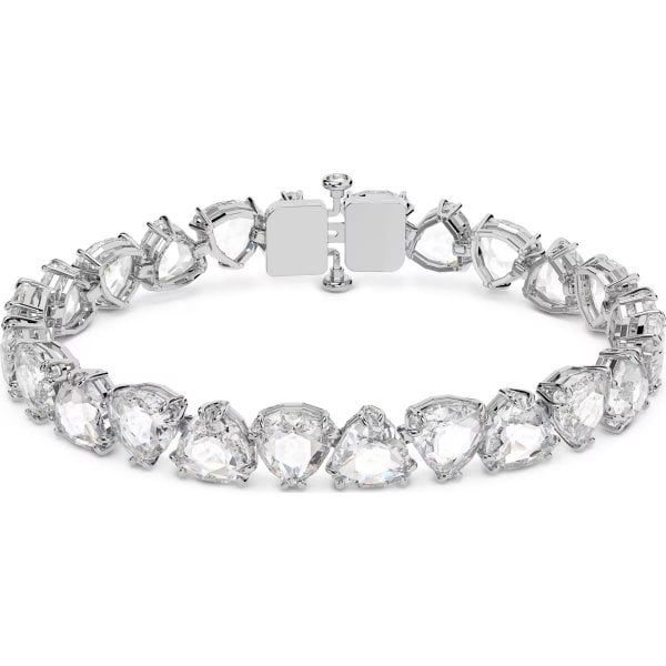 Millenia bracelet, Trilliant cut, White, Rhodium
