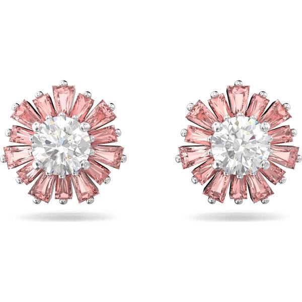 Sunshine stud earrings, Pink, Rhodium plated