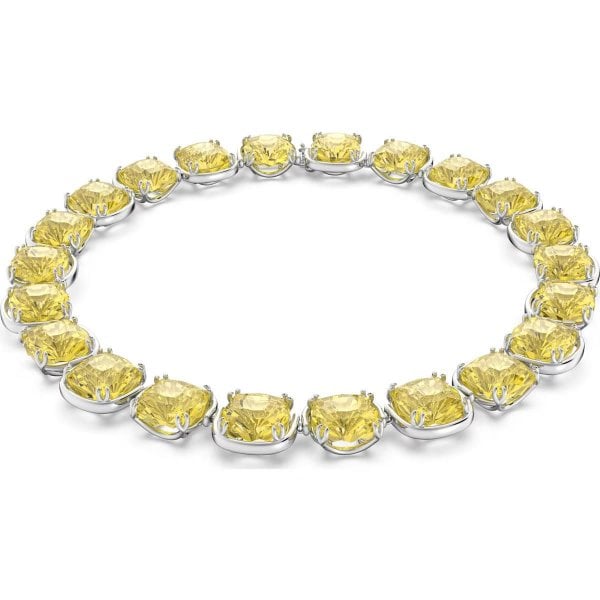 Harmonia choker, Cushion cut, Yellow, Rhodium