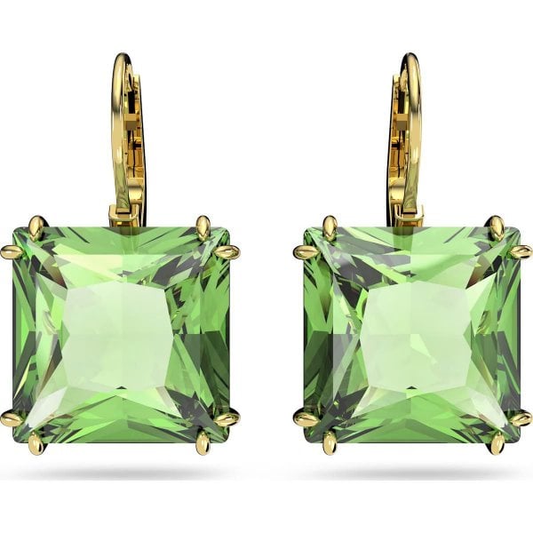 Millenia drop earrings, Square cut, Green