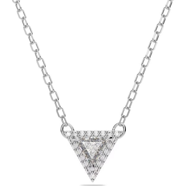 Ortyx necklace, Triangle cut, White, Rhodium plate