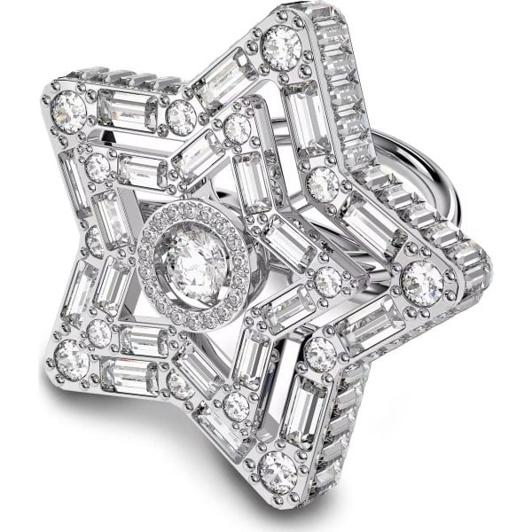 Stella cocktail ring, Star, White, Rhodium Ptd S60