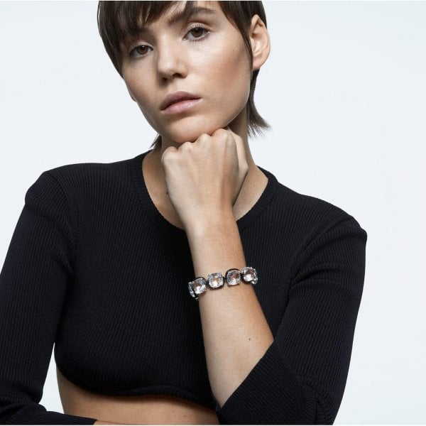 Harmonia bracelet Cushion cut crystals, White