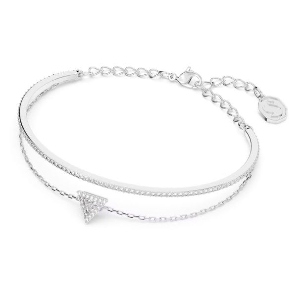 Ortyx bracelet, Triangle cut, White, Rhodium